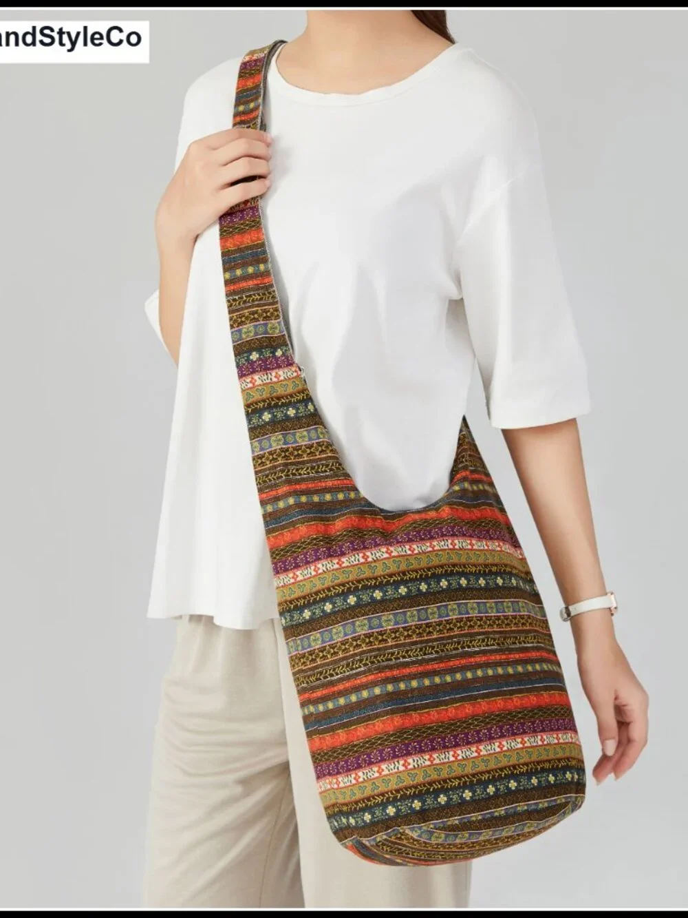 Canvas Hippie Crossbody Bag Boho Hobo Handbag Shoulder Sling